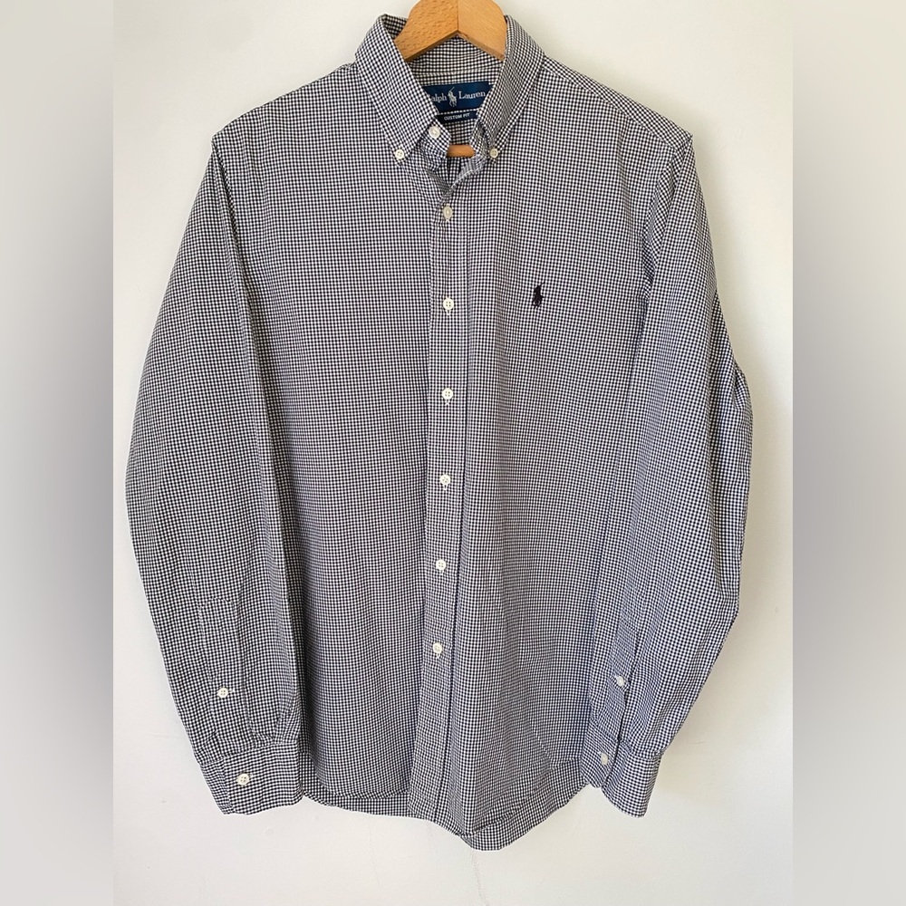 Ralph Lauren Button Down Unisex Medium 100% Cotton Gingham Black White